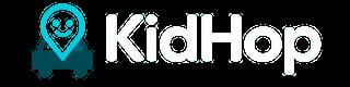 KidHop logo with smiling location pin icon on black background