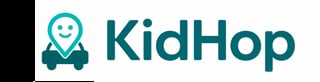 KidHop logo with smiling location pin character in teal color