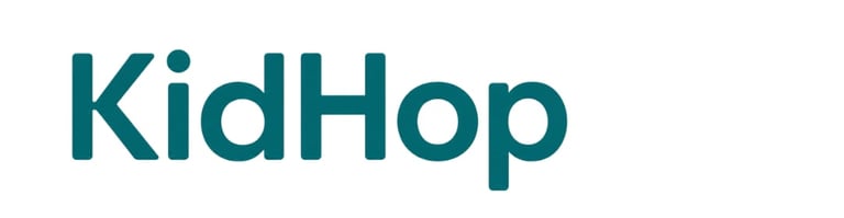 KidHop logo text in teal blue color